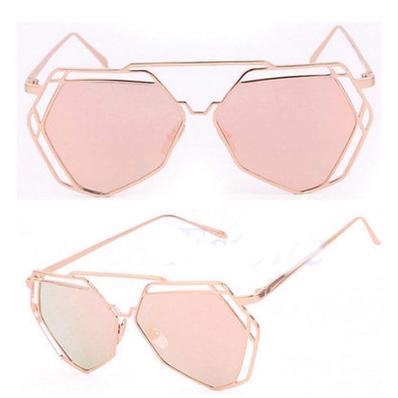 ☀️MIRRORED SUNGLASSES-PINK GOLD FRAMES☀️ - Picture 5 of 6